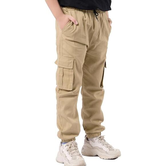 NWT ~ Men's Khaki Tan Cotton Drawstring Waist Elastic Ankle Pants ~ Size SMALL - Picture 2 of 3